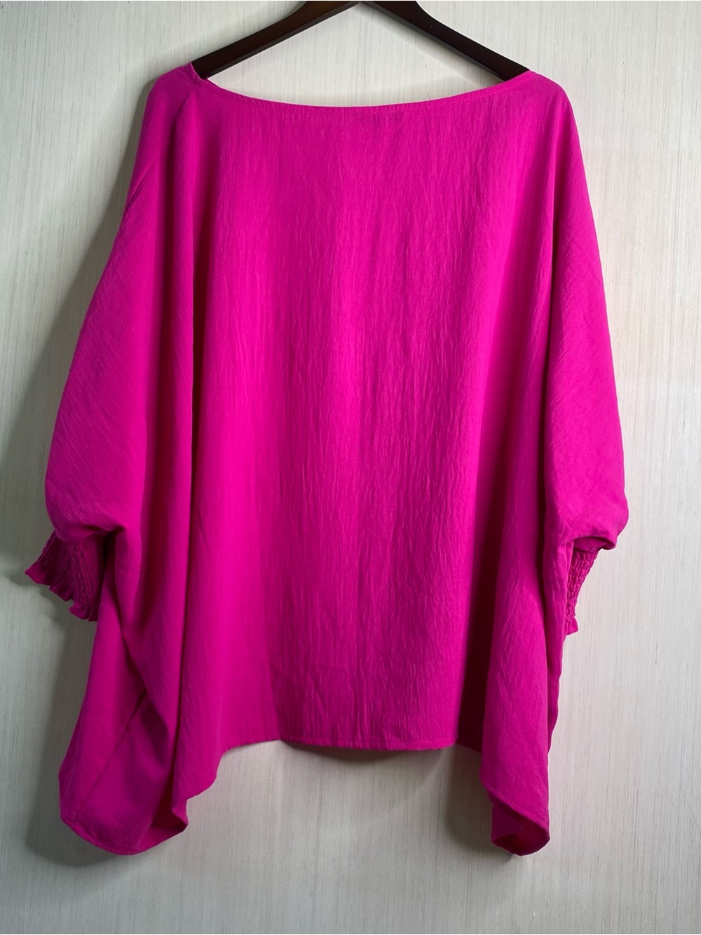ODDY Charming Oversized Dolman Sleeve Women's Blouse Top Fuschia Large - Picture 2 of 7